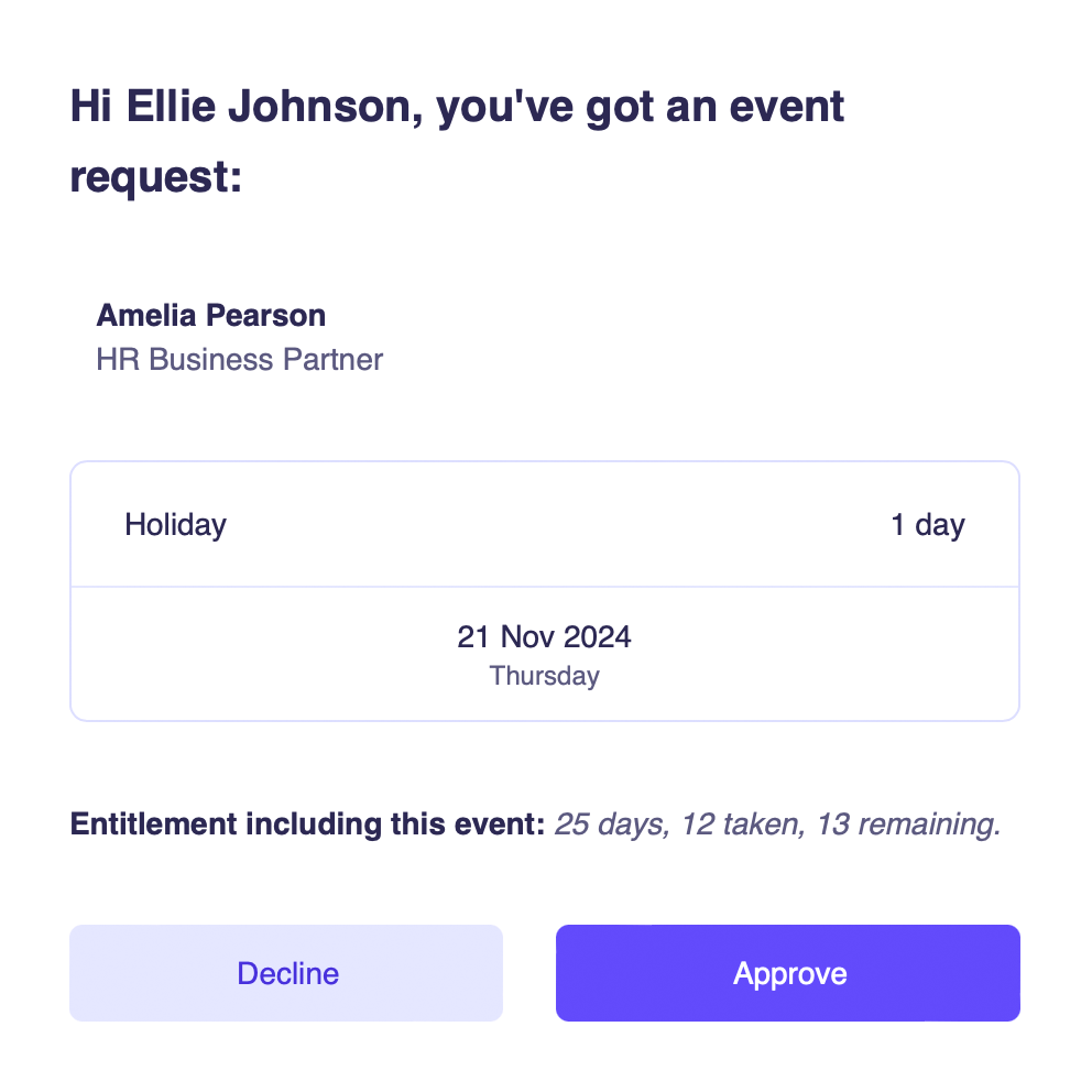 Book and approve holidays